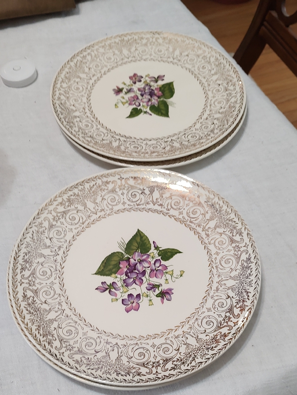 Vintage Cunningham And Pickett 22k Gold Trim Dinner Plates